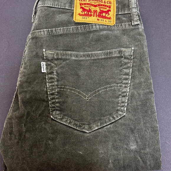 Levi’s 511 Slim Fit Corduroy Pants Olive Green W33 L32 - Picture 15 of 16